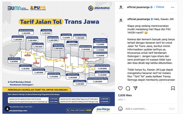 Dear Pemudik! Segini Total Tarif Tol Jakarta-Solo-Tegal-Yogya-Surabaya Lewat Trans Jawa