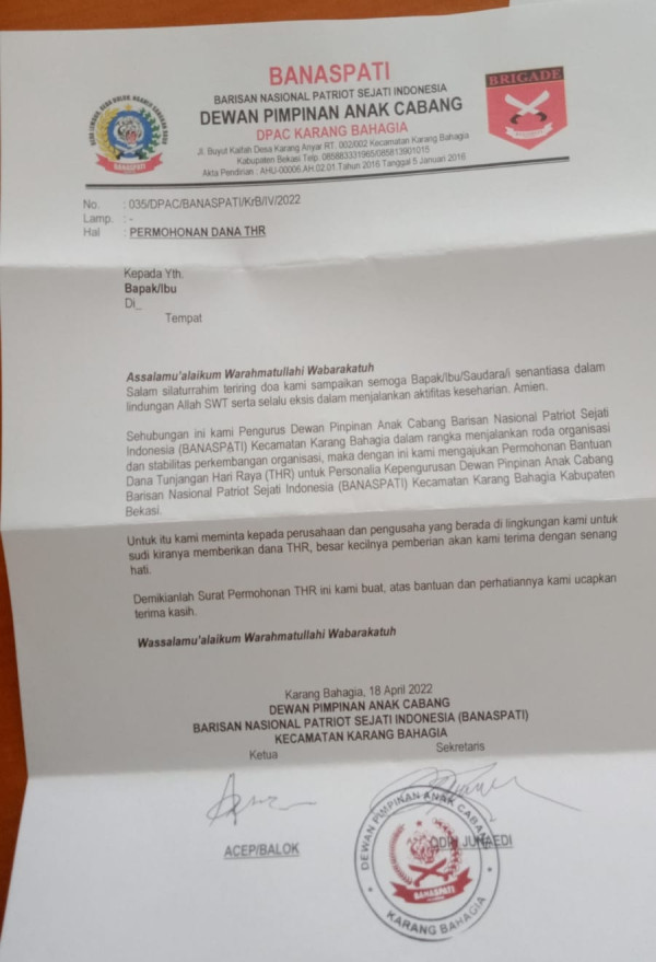 Viral Surat Ormas Minta THR, Netizen Kocak Sorot Stempel Terbalik hingga Ejaan