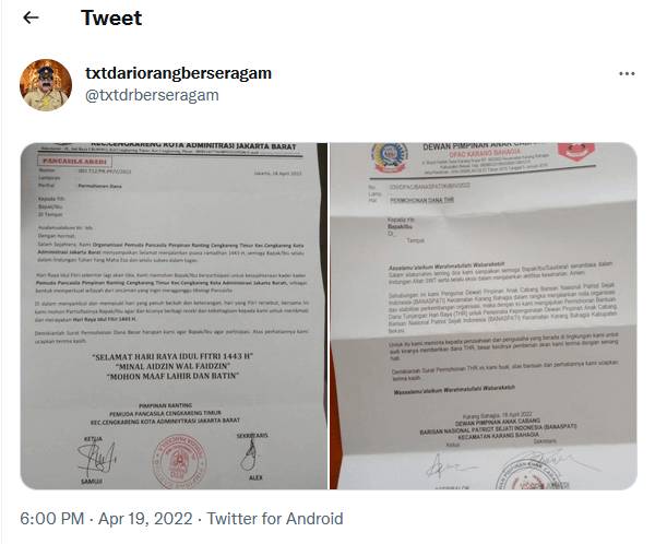 Viral Surat Ormas Minta THR, Netizen Kocak Sorot Stempel Terbalik hingga Ejaan