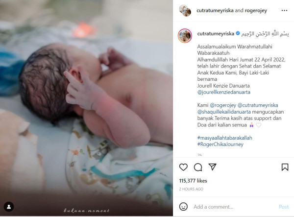 Selamat, Cut Meyriska Melahirkan Anak Kedua