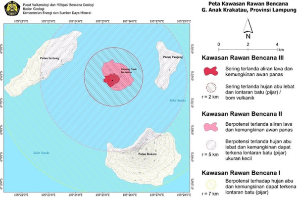 Gunung Anak Krakatau Siaga, Ini Peta Kawasan Rawan Bencananya