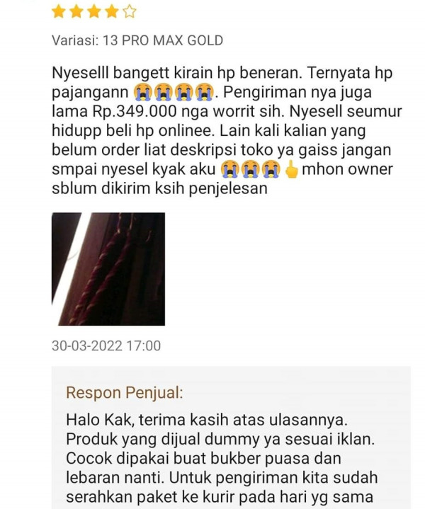 Malas Baca Deskripsi, Pembeli Mengira Dummy iPhone 13 Pro Max Rp300 Ribu HP Asli