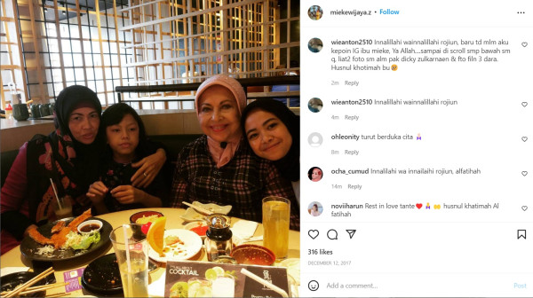 Mieke Wijaya Meninggal Dunia, Unggahan Terakhirnya Dibanjiri Ucapan Duka
