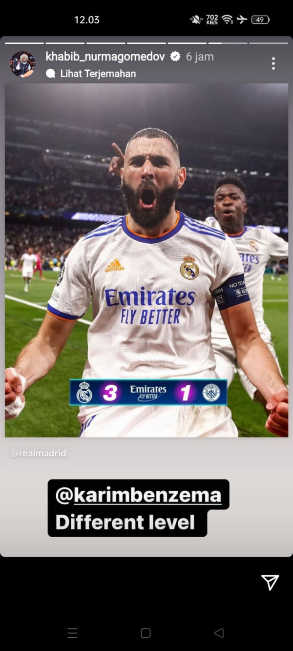 Khabib Nurmagomedov Semringah Real Madrid Singkirkan Man City