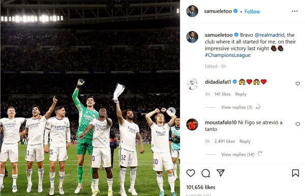 Real Madrid ke Final Liga Champions, Postingan Samuel Eto'o Jadi Viral