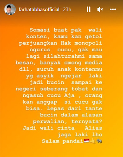 Farhat Abbas Sindir Fuji, Disebut Tante Bucin Asyik Ngejar Laki