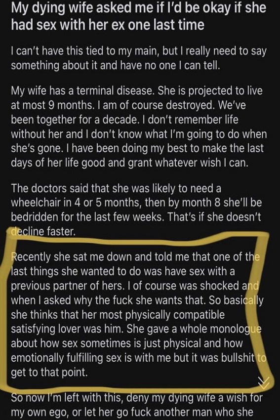 Viral, Istri Sekarat Mohon ke Suami untuk Berhubungan Seks dengan Mantannya