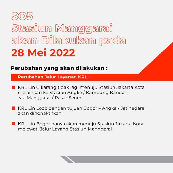 Manggarai Jadi Stasiun Sentral, Penumpang KRL Bekasi-Kota dan Bogor-Tanah Abang/Angke Harus Transit