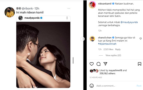 Cocokologi Netizen Sebut Suami Maudy Ayunda adalah Ridwan Kamil, Begini Tanggapan sang Gubernur