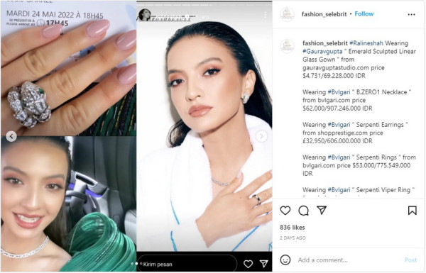 Raline Shah Kenakan Baju dan Aksesori Senilai Rp2,5 Miliar di Festival Film Cannes 2022