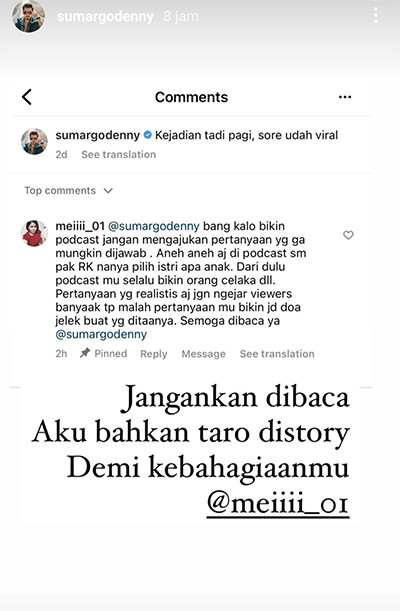 Denny Sumargo Kecam Seorang Netizen yang Sebut Podcastnya Bikin Celaka Anak Ridwan Kamil