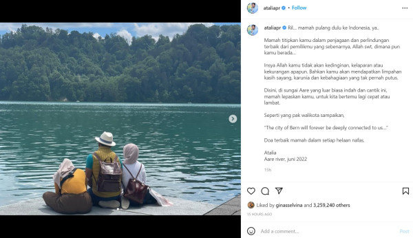 Atalia Praratya Tulis Pesan Menyentuh untuk Eril, Artis Tanah Air Banjiri Instagram Istri Ridwan Kamil dengan Doa