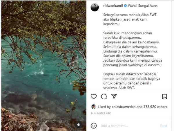 Ridwan Kamil Ikhlaskan Kepergian Eril, Ini Doanya untuk Sang Anak Tercinta