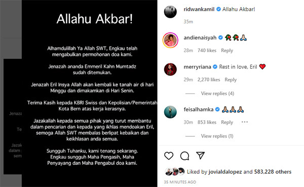 Jenazah Eril Ditemukan, Ridwan Kamil: Kami Tenang Sekarang