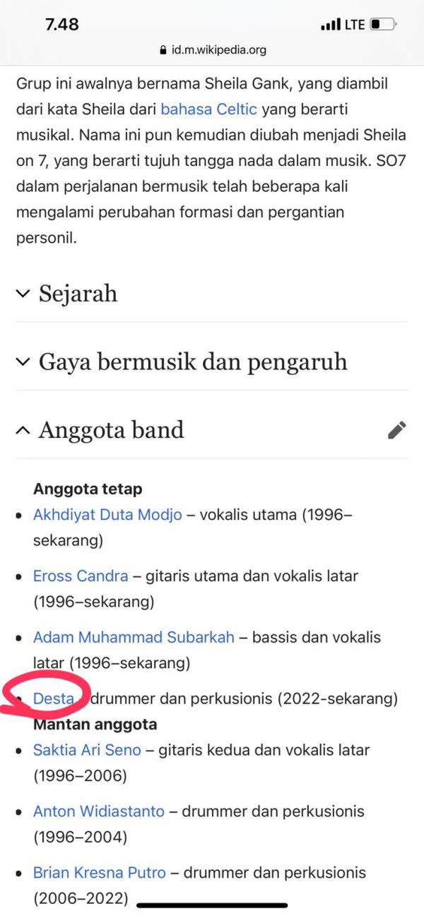Namanya Tercatat sebagai Drummer Sheila On 7 di Wikipedia, Desta: Kok Bocor