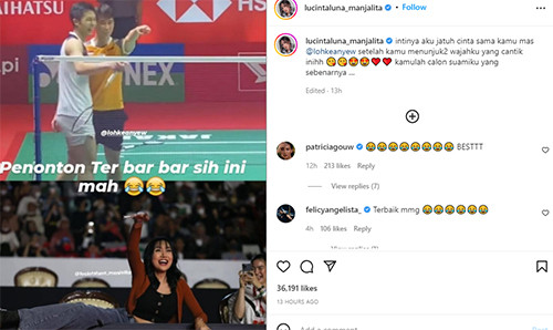 Lucinta Luna Bikin Heboh Ajang Indonesia Masters 2022, Ngaku Jatuh Cinta pada Pebulutangkis Singapura