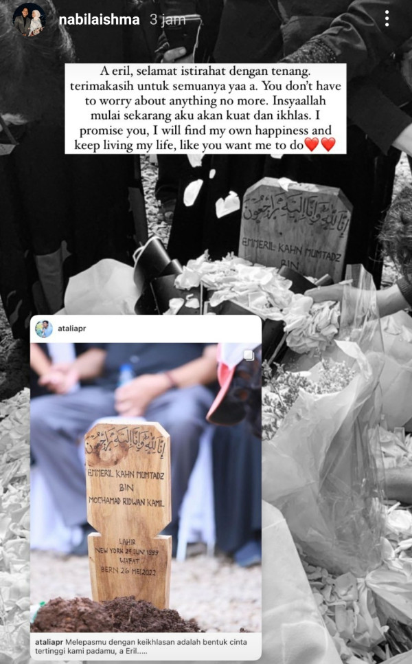 Eril Dimakamkan, Nabila Ishma Janji Akan Melanjutkan Hidup dan Menemukan Kebahagiaan