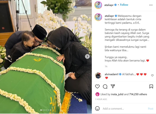 Unggah Foto Pemakaman Eril, Atalia: Tunggu Ya Sayang, Kita Akan Bersama Lagi