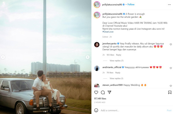 Rilis Lagu Dear Love, Prilly Latuconsina Mesra dengan Reza Rahadian di Video Musik
