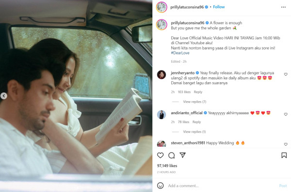 Rilis Lagu Dear Love, Prilly Latuconsina Mesra dengan Reza Rahadian di Video Musik