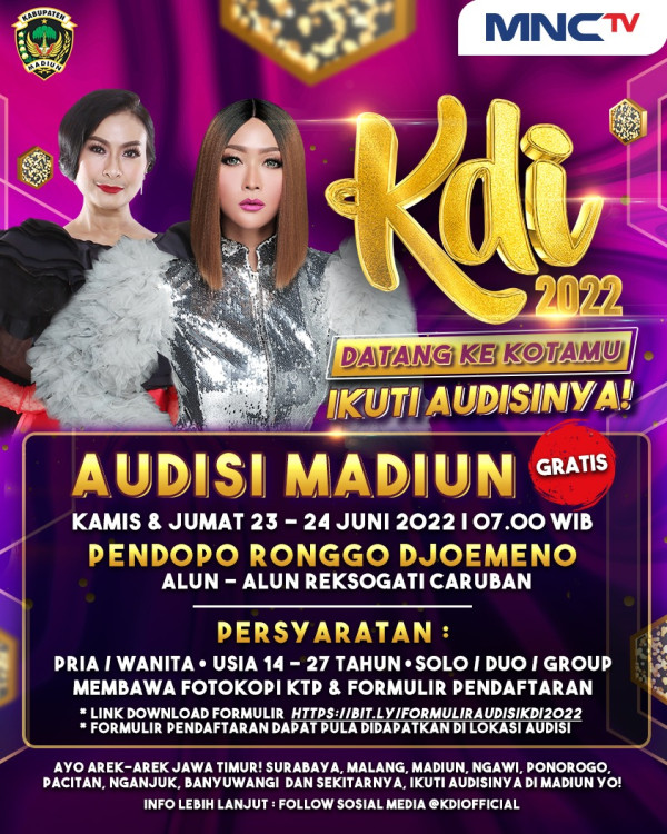 KDI 2022 Gelar Audisi di 5 Kota Besar, Madiun Jadi Kota Pertama, Catat Tanggal dan Lokasinya