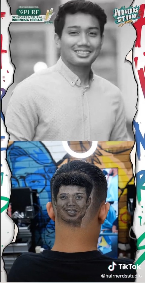 Viral! Tukang Cukur Rambut Gambar Wajah Eril di Kepala Pelanggan, Hasilnya Tuai Pujian