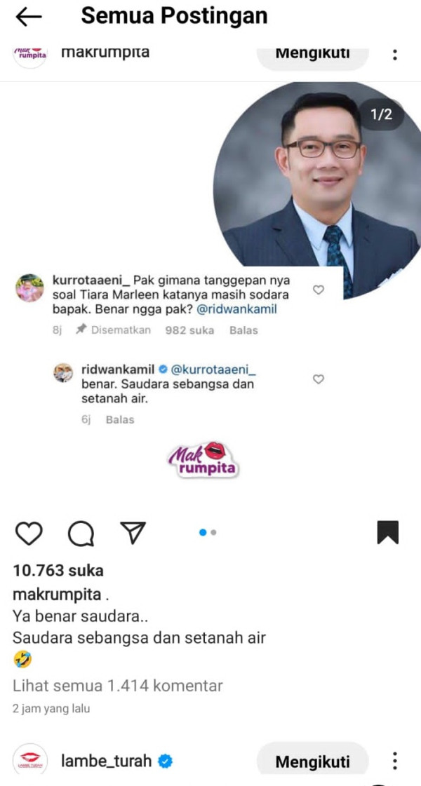 Tiara Marleen Ngaku Saudara Ridwan Kamil, sang Gubernur Jawa Barat Beri Jawaban Kocak