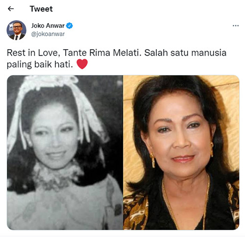 Rima Melati Meninggal Dunia, Joko Anwar Berduka: Manusia Paling Baik Hati