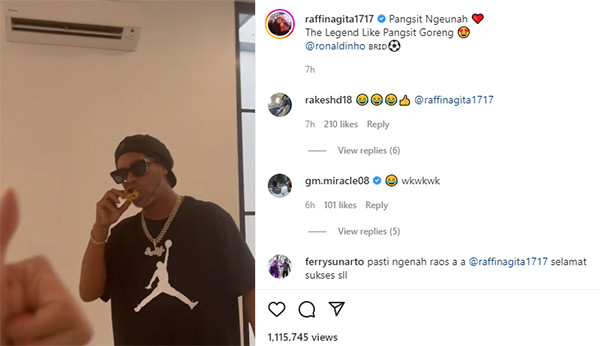 Main ke Rumah Raffi Ahmad, Ronaldinho Disuguhi Pangsit Goreng