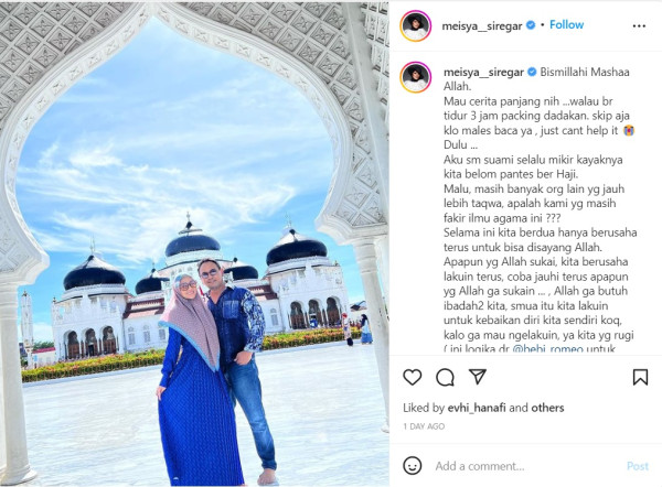 Meisya Siregar dan Bebi Romeo Berangkat Haji Tahun Ini, Sempat Pasrah Tunggu Selama 7 Tahun