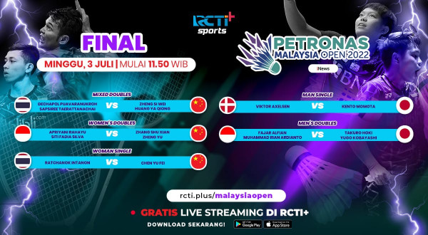 LIVE di iNews! Dukung Perjuangan Fajar/Rian dan Apriyani/Fadia di Final Malaysia Open 2022