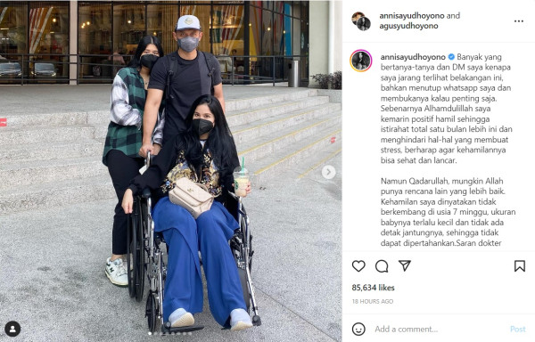 Annisa Pohan Ungkap Penyebab Keguguran, Janin Tidak Berkembang