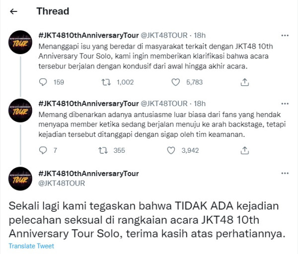 Manajemen Tepis Isu JKT48 Alami Pelecehan, Sebut Tur Berjalan Kondusif