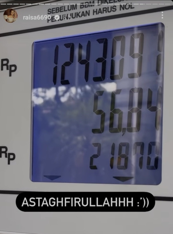 Raisa Kaget Isi Bensin 56 Liter Bayar Rp1,2 Juta: Astagfirullah