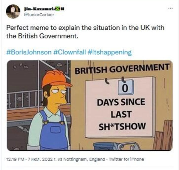 Meme Banjiri Media Sosial setelah Boris Johnson Mundur