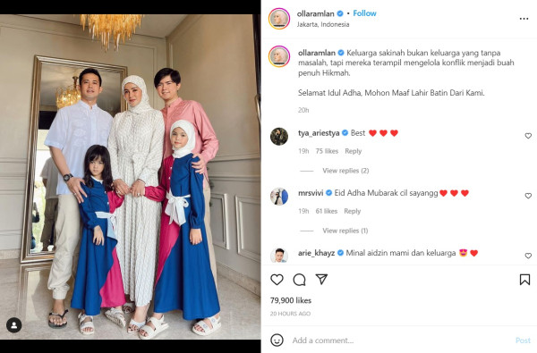 Olla Ramlan Unggah Foto Bareng Aufar, Singgung Keluarga Sakinah hingga Didoakan Rujuk