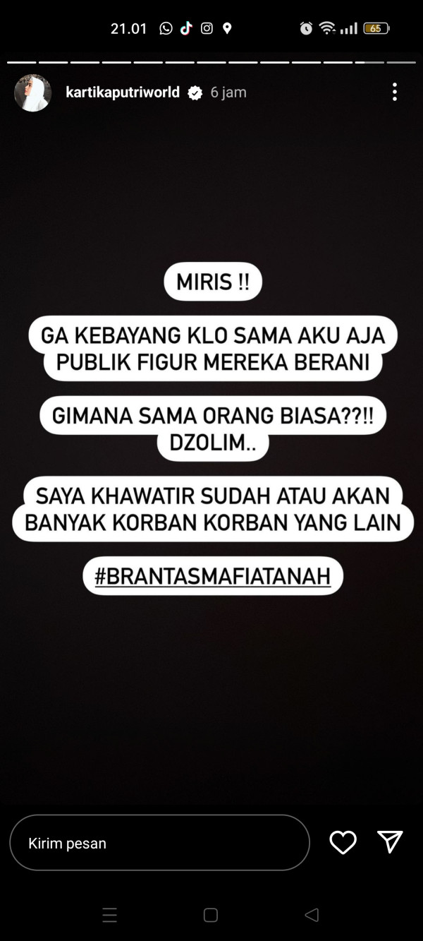 Kartika Putri Geram Sertifikat Tanah Warisan sang Ibu Dijadikan Jaminan Utang: Zolim!