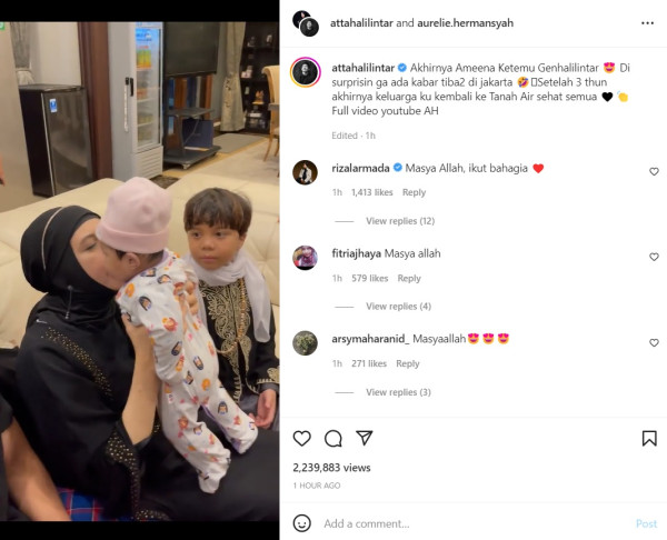 Ketemu Ameena Pertama Kali, Ibunda Atta Halilintar Girang Tak Berhenti Cium sang Cucu