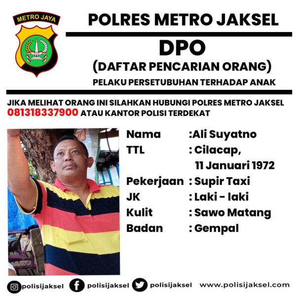 Sopir Taksi Diduga Pelaku Pencabulan Bocah Perempuan 8 Tahun Jadi DPO