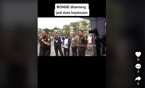 Bonge Ditawari Jadi Duta Kejaksaan: Insya Allah Bisa
