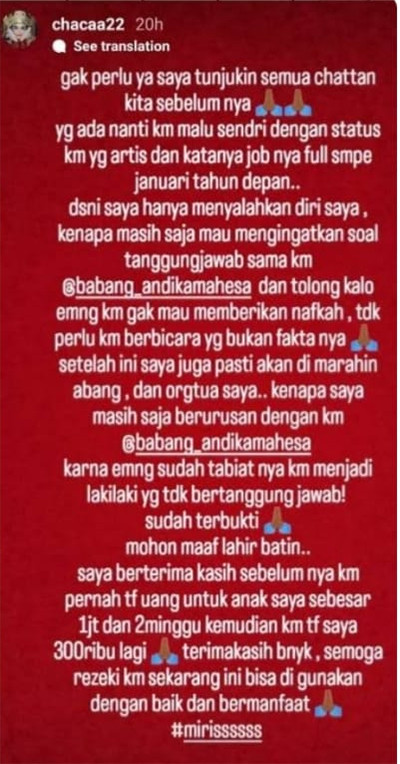Andika Kangen Band Nafkahi Anak Rp1,3 Juta, Mantan Istri: Miris