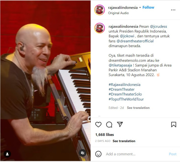 Gelar Konser di Solo Besok, Dream Theater Undang Jokowi