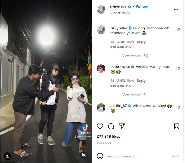 Rizky Billar dan Lesti Kejora Parodikan Ikon CFW, Warganet: Couple Baru Saingan Leslar