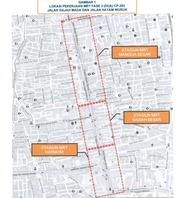 Ada Proyek MRT Fase 2 Bundaran HI-Kota, Dishub Rekayasa Lalin di Jalan Gajah Mada dan Hayam Wuruk