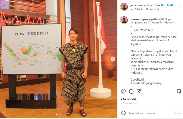 HUT ke-77 RI, Chef Juna Gagah dengan Pakaian Adat NTT