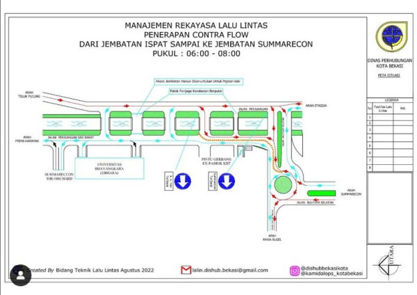 Urai Kemacetan, Dishub Bekasi Uji Coba Contraflow di Jalan Perjuangan