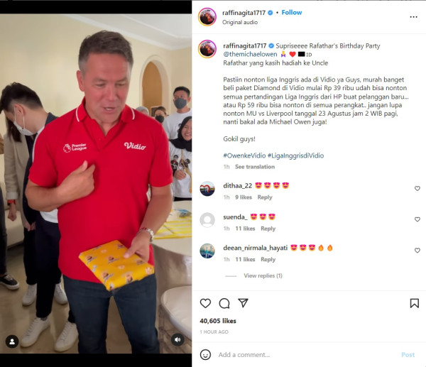 Raffi Ahmad Undang Michael Owen ke Ulang Tahun Rafathar