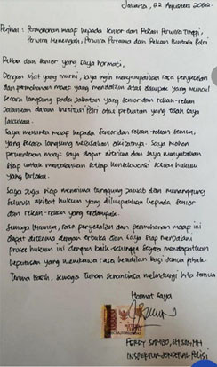 Ferdy Sambo Kirim Surat, Begini Isi Lengkapnya