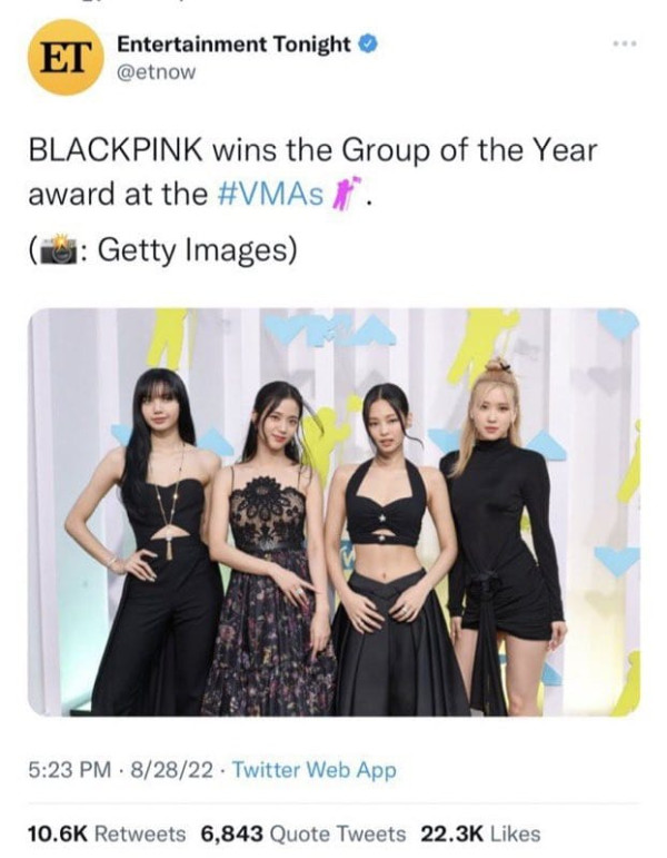 Media Salah Beritakan Kemenangan BLACKPINK di MTV VMA 2022