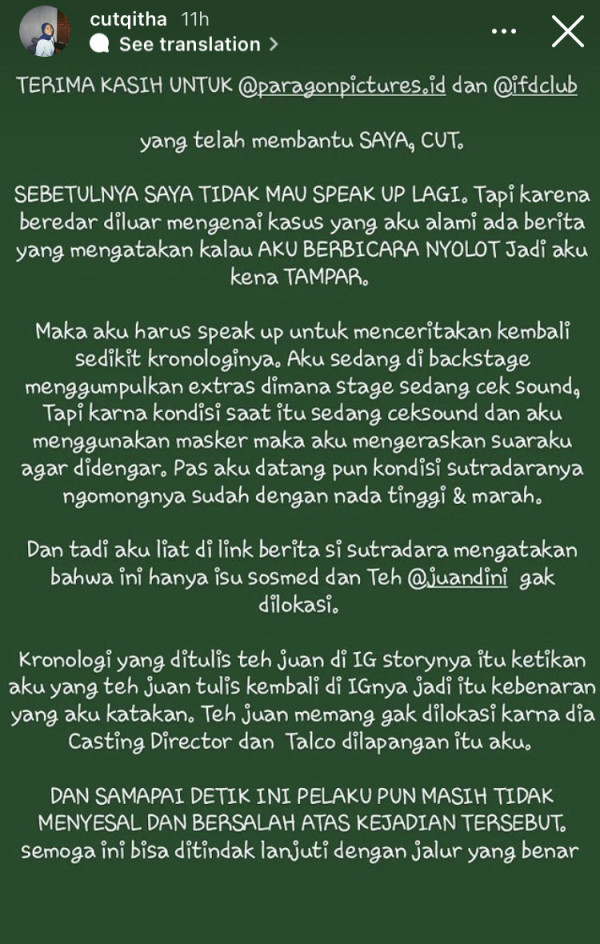Kru Perempuan yang Diduga Jadi Korban Kekerasan Sutradara Andi Bachtiar Buka Suara